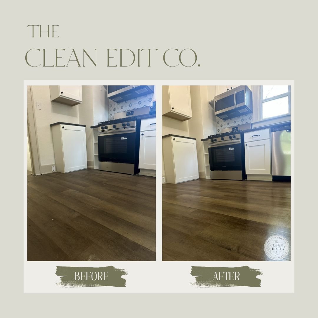 Kitchen Floor Detail — before and after by The Clean Edit Co.