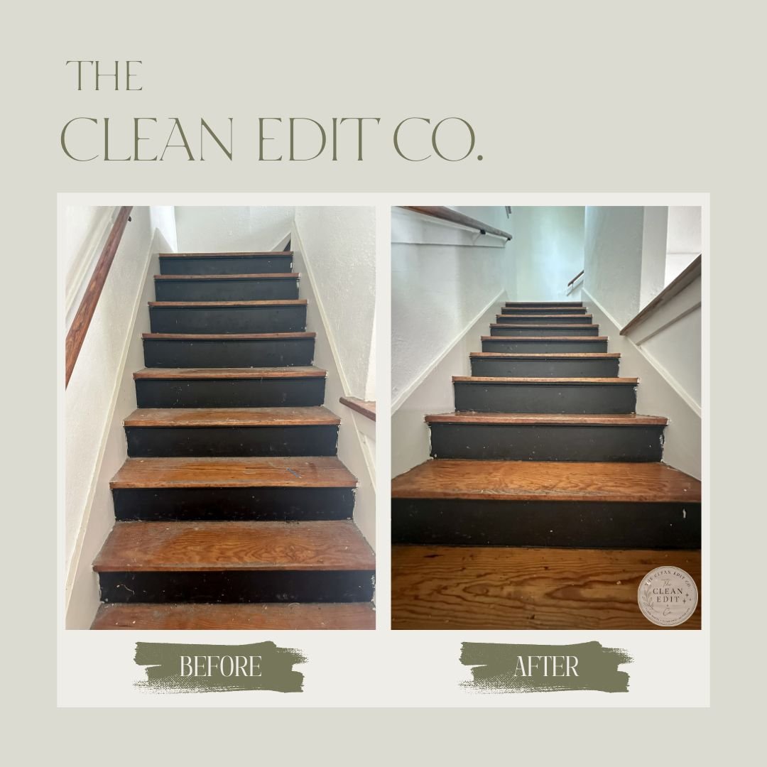 Stairway Refresh — before and after by The Clean Edit Co.